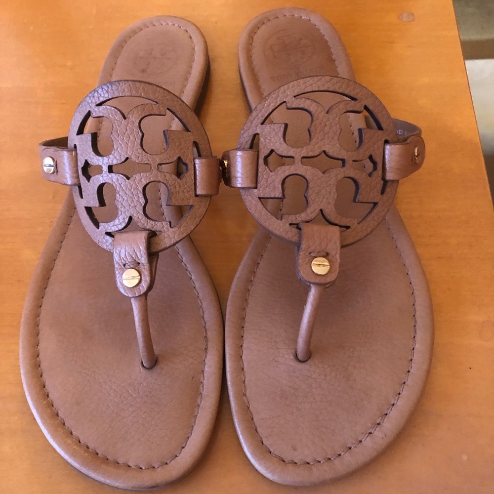 Tory Burch Miller Sandals 10 tan vintage vachetta excellent condition
